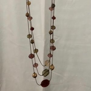 Three-Row Multi-Color Stone Necklace
